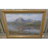 JONATHAN MITCHELL, HIGHLAND LOCH LANDSCAPE, SIGNED, GILT FRAMED OIL PAINTING,