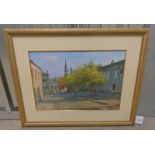 JONATHAN MITCHELL, STREET SCENE, FORFAR SIGNED, GILT FRAMED OIL PAINTING,