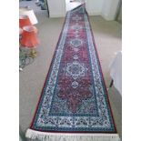 LARGE RED GROUND TURKISH RUNNER MEDALLION DESIGN 100 X 500 CM Condition Report: