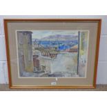 J REVILLE, HARBOUR SCENE, SIGNED & DATED FRAMED WATERCOLOUR,