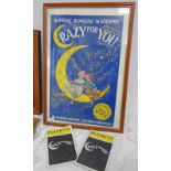 FRAMED POSTER SIGNED FROM CRAZY FOR YOU SHOWING AT THE SHUBERT THEATRE 225 WEST 44 STREET 84 X 44CM