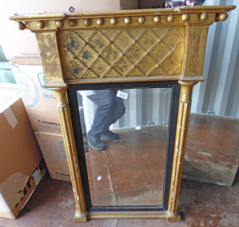 GILT FRAMED MIRROR WITH BLACK INSERT - OVERALL SIZE 89 X 60CM