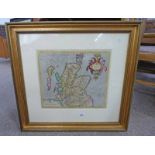 FRAMED MAP: SCOTIA REGNUM PER GARARDUM MERATOREM CUM PRIVILEGIO - 35 X 40CM Condition