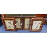 4 19TH CENTURY ROSEWOOD FRAMED CHINESE RICE PAPER PICTURES,