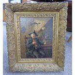 O EVANDAM, THE PIPE SMOKER INDISTINCTLY SIGNED, GILT FRAMED OIL ON CANVAS,