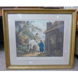 AFTER GEORGE MORLAND, THE TURNPIKE GATE, GILT FRAMED PICTURE,