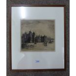 SUSAN CRAWFORD, HOLYROOD PALACE, SIGNED, FRAMED ETCHING,