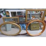 OVAL PINE FRAMED MIRROR, 2 OAK FRAMED MIRRORS,