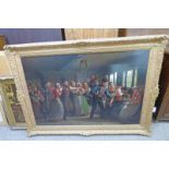 PT TAX, CHRISTMAS PARTY, SIGNED AND DATED 1857, GILT FRAMED OIL ON CANVAS,