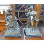 PAIR OF 19TH CENTURY METAL FIGURES OVERALL HEIGHT 34CM