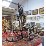 CUSTOM MADE 2-TIER ANTLER CHANDELIER, MADE FROM NATURALLY SHED LARGE RED DEER.