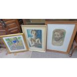 FRAMED WATERCOLOUR OF YOUNG MAN SIGNED NICOLA WHEAL 54 X 36CM,