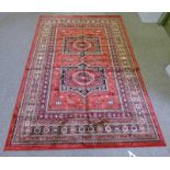 TERRACOTTA GROUND CASHMERE RUG WITH AFGHAN DESIGN 230 X 158 CM Condition Report: