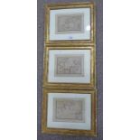 3 FRAMED PENCIL SKETCHES OF HORSES - 30 X 35.