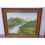 J ADAM 1974, HIGHLAND CATTLE SCENE, SIGNED, OAK FRAMED OIL PAINTING,