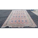 EASTERN CARPET - 380 X 277CM Condition Report: Pink / red coloured stains to frilled