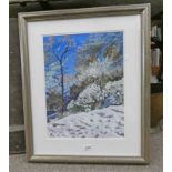 IAN R SUTHERLAND, TREES, SIGNED, FRAMED GOUACHE,