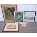 FRAMED OIL PAINTING OF AN ASIAN LADY,
