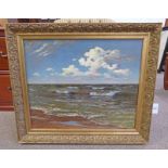 OSCAR BJORCK, TIDE COMING IN, SIGNED, GILT FRAMED OIL ON CANVAS,