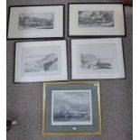 2 FRAMED PICTURES SHAKESPEARES BIRTH PLACE AND ANNE HATHAWAYS COTTAGE AFTER ADRIAN HILL,