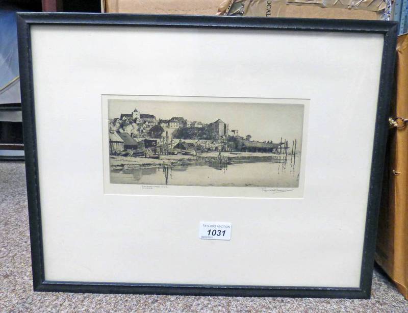 REGINALD GREEN, BOATYARD RYE, SIGNED, FRAMED ETCHING,