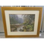 JONATHAN MITCHELL, THE RIVER LYN CUMBRIA, SIGNED, GILT FRAMED OIL PAINTING,