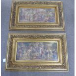 PAIR OF GILT FRAMED CLASSICAL SCENES IN DECORATIVE FRAME 34 X 77CM