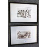 FRANCESCO BARTOLOZZI, TWO STUDIES OF PUTTI, PAIR OF FRAMED ENGRAVINGS,