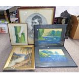 FRAMED WATERCOLOUR THE RIVER DEE & OTHER PICTURES ETC INCLUDING ROBERT BURNS