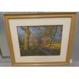 JONATHAN MITCHELL, WOODLAND ROAD, SIGNED, GILT FRAMED OIL PAINTING,
