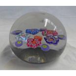 PAUL YSART PAPERWEIGHT WITH FLOWERHEADS DECORATION - 7CM DIAMETER Condition Report: