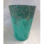 STRATHEARN TAPERING TURQUOISE GLASS VASE WITH GOLD INCLUSIONS - 19.