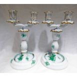 PAIR OF HEREND TWO-LIGHT CANDELABRA WITH GILT & FLORAL DECORATION - 22.
