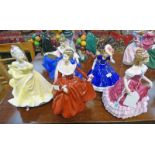 5 ROYAL DOULTON FIGURES TO INCLUDE HN2379 'NINETTE', HN3308 'SARA', HN3648 'SWEET SIXTEEN',