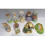 9 ROYAL ALBERT BEATRIX POTTER FIGURES TO INCLUDE MR ALDERMAN PTOLEMY, TIMMY TIPTOES,