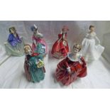 6 ROYAL DOULTON FIGURES TO INCLUDE HN1834 ' TOP O' THE HILL', HN2032 'JEAN', HN1318 'SWEET ANNE',