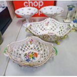 LATE 19TH/EARLY 20TH CENTURY MEISSEN BASKET WITH TWIN HANDLES,