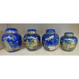 4 CARLTON WARE CHINOISERIE PATTERN LUSTRE GINGER JARS -TALLEST 18CM