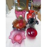 GOOD SELECTION OF 19TH & 20TH CENTURY CRANBERRY GLASS