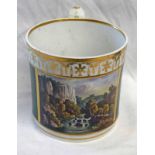 19TH CENTURY DERBY PORCELAIN MUG WITH VIEW OF ITALY - 11CM TALL Condition Report: