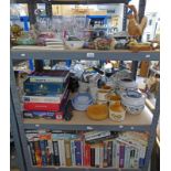 LARGE SELECTION OF VARIOUS GLASSWARE, CERAMICS, BOOKS & GAMES INCLUDING PALISSY TEAWARE ETC,