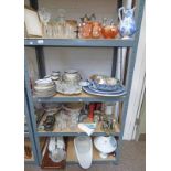 LARGE SELECTION OF PORCELAIN, GLASSWARE, ETC INCLUDING CARNIVAL GLASS, SYLVAC WALL POCKET,