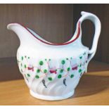 EARLY 19TH CENTURY JOHN ROSE COALPORT CREAM JUG WITH A SPIRAL FLUTED BOWL DECORATED WITH FLOWERS &