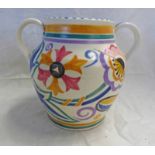 POOLE POTTERY TWIN-HANDLED VASE SHAPE 401 FL PATTERN - 13 CM TALL Condition Report: