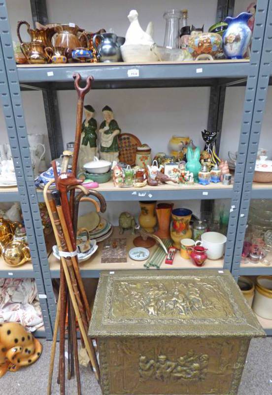 LARGE SELECTION OF VARIOUS PORCELAIN INCLUDING PAIR OF STAFFORDSHIRE POTTERY FIGURES,