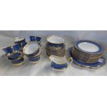 AYNSLEY BLUE & GILT EDGE TEASET