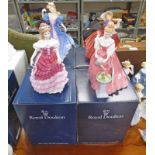 4 ROYAL DOULTON FIGURES: HN1934 'AUTUMN BREEZES', HN3292 'ALEXANDRA',