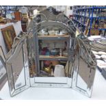 TRIPLE DRESSING MIRROR WITH PANEL DECORATION - 52CM TALL