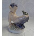 ROYAL COPENHAGEN FIGURE NO 1713 FAUN WITH FROG - 12CM TALL Condition Report: Overall