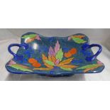 CARLTON WARE TWIN-HANDLED DISH WITH FRUIT & LEAF DECORATION - 31CM WIDE Condition
